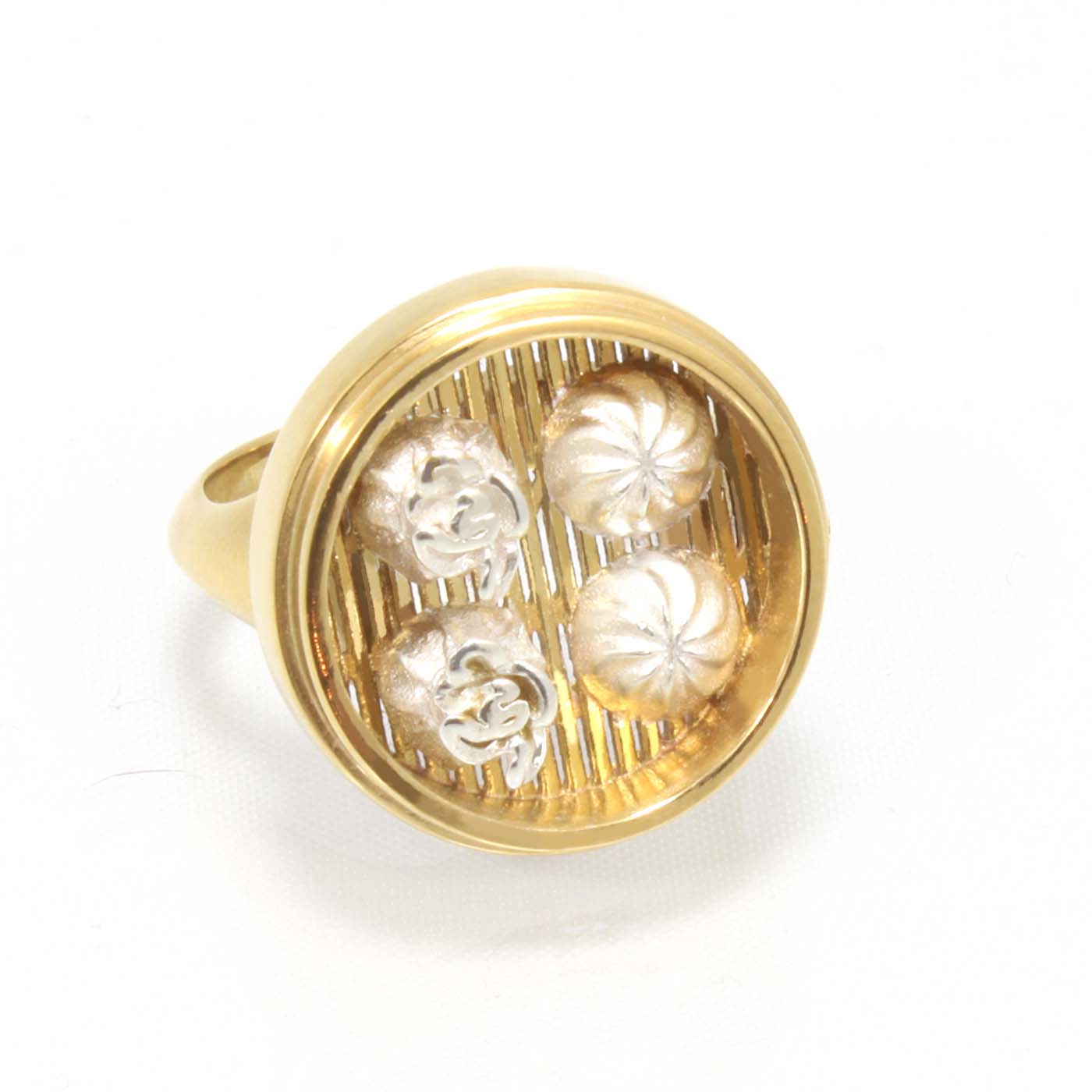 Dim Sum Ring in Sterling Silver & Part Gold Plate